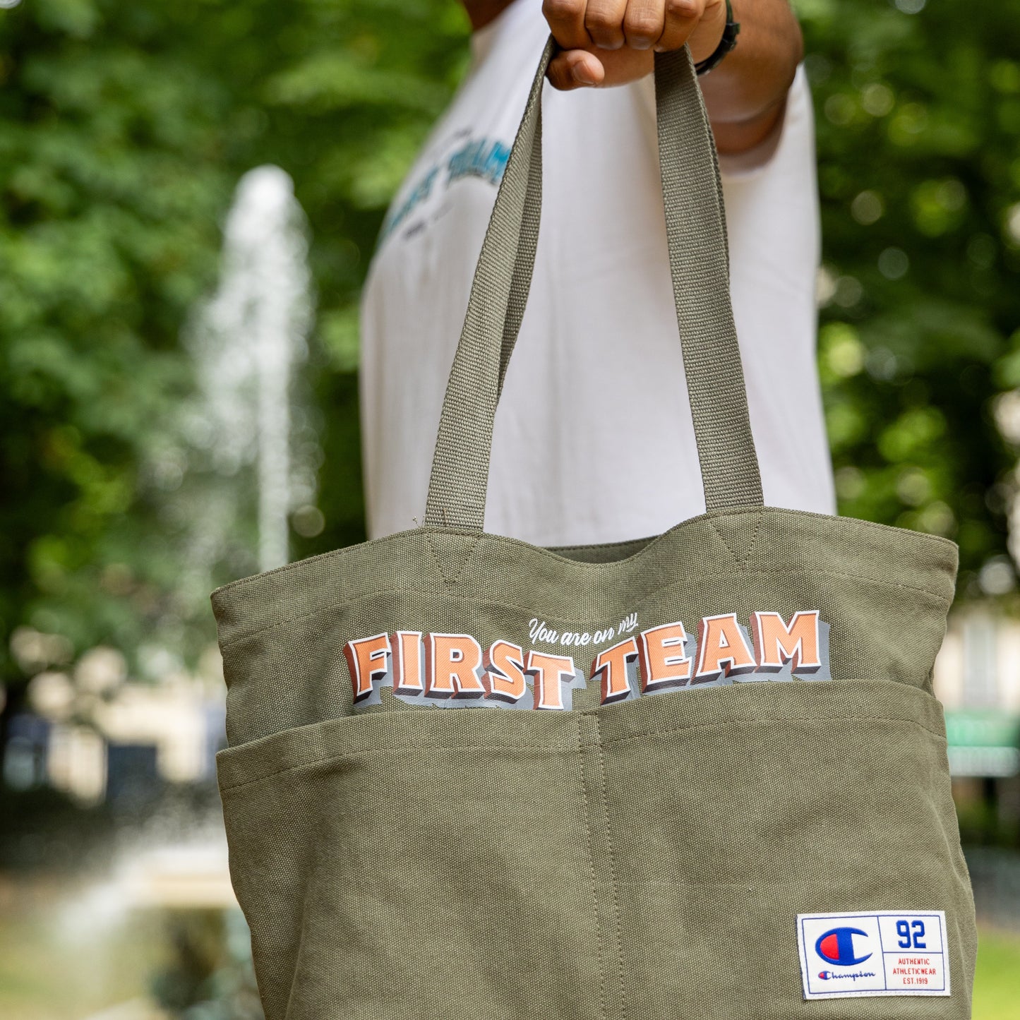 SAC TOTE EN CANVAS KAKI - You are on my First Team