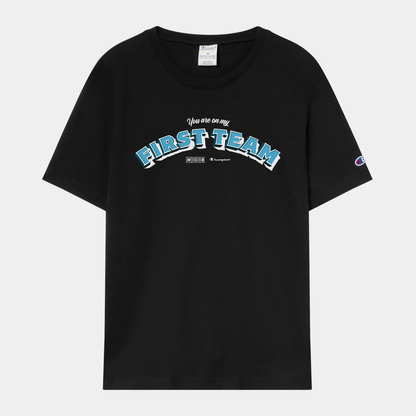 T-SHIRT AMPLE EN COTON ÉPAIS NOIR "You are on my First Team"