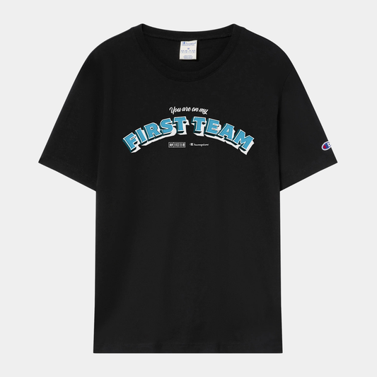 T-SHIRT AMPLE EN COTON ÉPAIS NOIR "You are on my First Team"